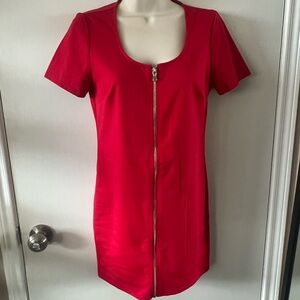 Elegant Red Zipper Dress S
